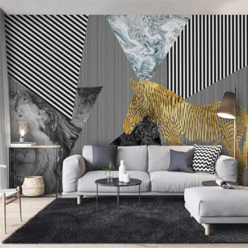 Custom size Nordic minimalist 3D wall paper abstract geometric zebra line home decor mural bedroom decor self-adhesive wallpaper