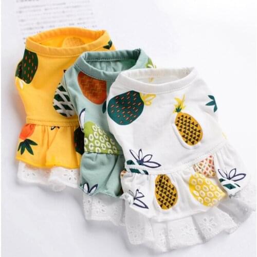 Pet New Summer Pineapple Puppy Dog Cat Dresses Cute Comfortable Soft Cotton Skirt York Chihuahua Dress Breathable Pet Clothing