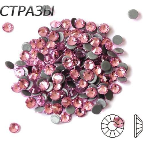 New Best DMC 2058HF Light Rose Iron on Rhinestone ss16 ss20 ss30 Hotfix Rhinestones AAAAA Grade for Luxury DIY Strass