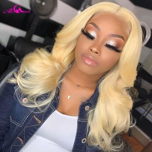 613 Honey Blonde Remy Brazilian Body Wave Lace Front Human Hair Wig 8 - 30 Inch Ombre Colorful Blue Frontal Wigs for Black Women
