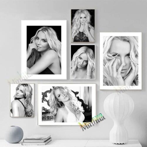 Britney Spears Poster Black White Wall Art Music Singer Actor Star HD Picture Prints Wall Decoration Canvas Painting Home Decor