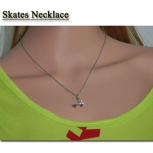 Sports Necklace Skates White Necklace Rhinestone Crystal Bling For Sports Girls