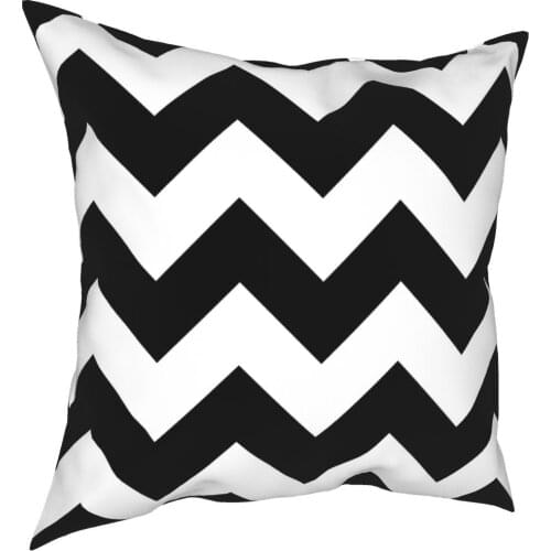 Black And White Chevron Stripes Pillowcase Decoration Geometric Cushion Cover Throw Pillow for Car Double-sided Printing Unique