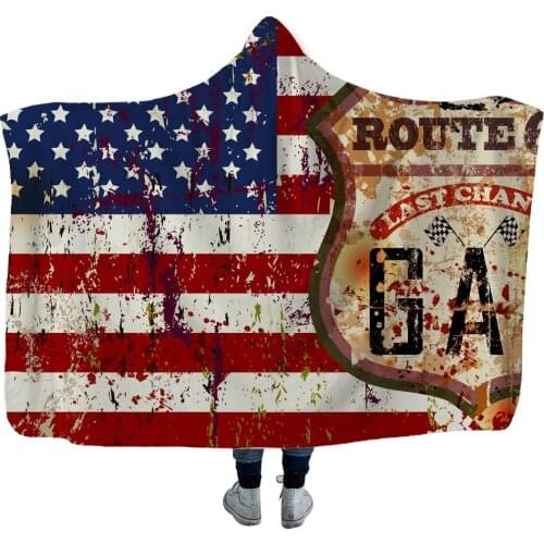 Vintage British style Pattern 3D Printed Plush Hooded Blanket For Adult Kids Warm Portable Fleece On Bed Sofa Dropship