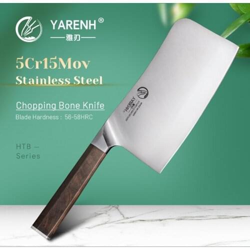 YARENH 7 Inch Chopping Bone Knife High Carbon 5Cr15Mov Stainless Steel Kitchen Knives Ultra Sharp Cooking Tool With Ebony Handle