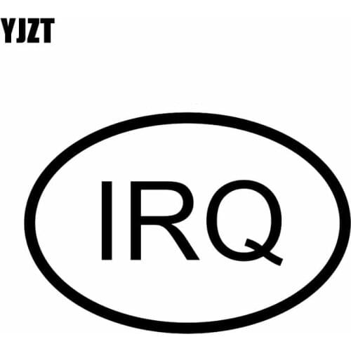 YJZT 15CM*10.1CM VINYL DECAL CAR STICKER IRQ IRAQ COUNTRY CODE OVAL Black Silver C10-01274