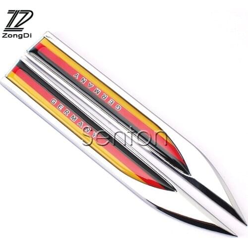 ZD 2pcs For Citroen C5 C4 C3 Mini Cooper Opel Astra H G J Insignia Vectra C Saab 3D Cool Car Flag Metal Fender Side Sticker