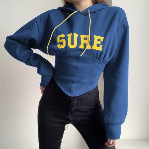 Tunic Hoodies Women Sweatshirt Letter Print Ladies Hooded 2021 Autumn Winter Lace Up Pleated Loose Casual Womens Sweatshirt