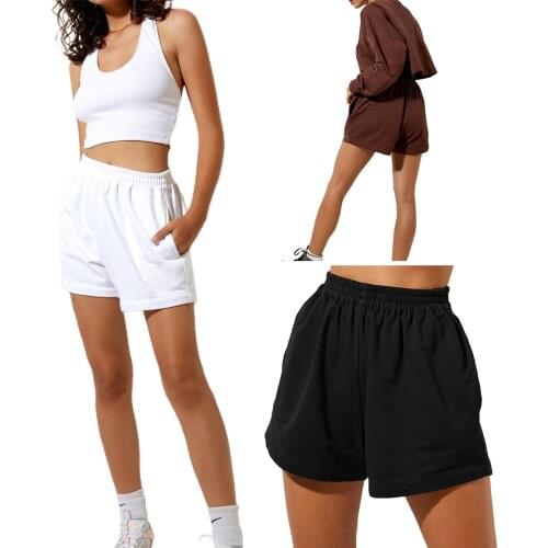 2021 Summer Woman Shorts Elastic Waist Solid Color Casual Short Bottom Women Clothing