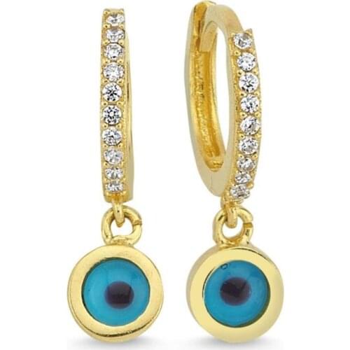 Gold Evil Eye Bead Earrings TTGKPA03-Certified 14K Gold-A perfect gift for your Loved Ones-Ephesus Gold & Diamond