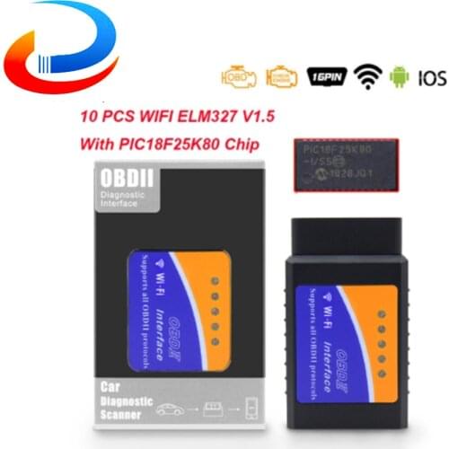 10 Pcs)ELM 327 V1.5 OBD2 Wifi for Android/IOS OBD OBD2 Auto Car Diagnostic Scanner Tool elm327 V1.5 PIC18F25K80 wi-fi Scaner