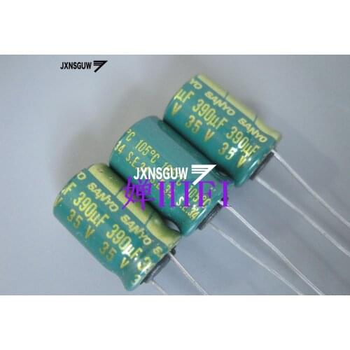 20PCS Original SANYO 35V390UF 10X16MM Green gold Aluminum electrolytic capacitors 390uF/35v 105 degrees 390UF 35V