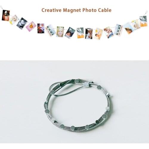 2pcs 3M/1.5m High Quality Silver Magnetic Cable Photo Card Holder With 16/8 Net Magnetic Buckle Image Magnet Anniversary Decor