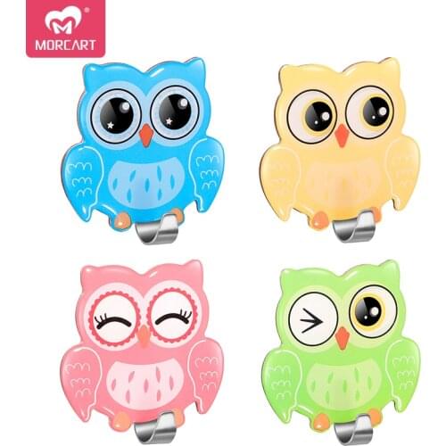 4pcs MORCART Cute Hooks Self Adhesive Owl Hook Colorful Wall Hangers for Kitchen Kids Bedroom Bathroom Hanging Robe Towels Keys