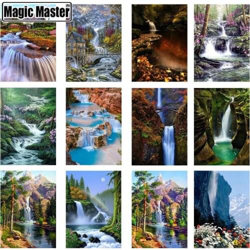 5D DIY Diamond Painting Waterfall Full Square Rhinestone Diamond Embroidery Landscape Cross Stitch Mosaic Home Decoration