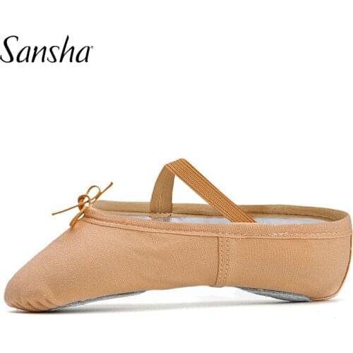 Sansha Kid Ballet Shoes Durable Canvas Triangular Arch Design For Girls Boys White/Pink/Black/Flesh NO.5C