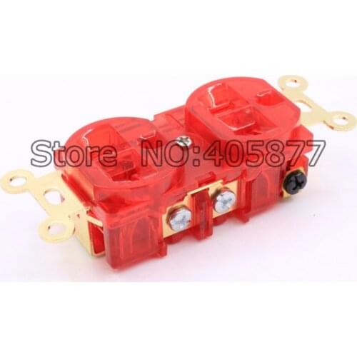 Free shipping 5pieces HIFI US AC Power Receptacle Socket Red copper Plating for audio power Receptacle Distributor