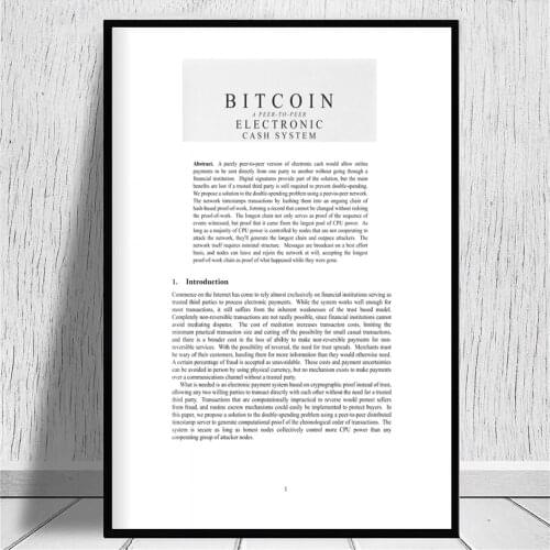 Bitcoin Whitepaper Wall Art Canvas Prints Paintings Pictures for Living Room Home Decor