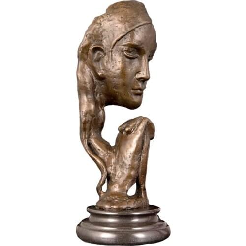 ArtsHom DS-592 Bronze Female Prayer Sculpture Statue Abstract Bust Woman Statue Indoor Living Room Decor