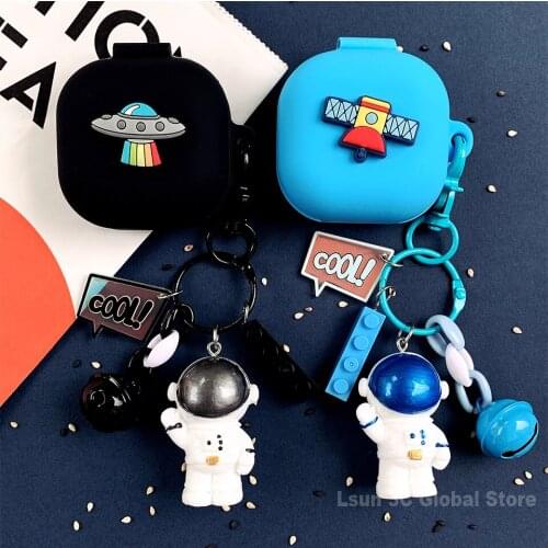 Cute Hello Astronaut Silicone Cover for Samsung Galaxy Buds Live 2020 Case Bluetooth Earphone Shockproof Cover Spaceman Pendant