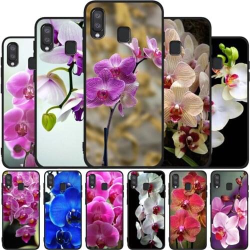 Orchid Flowers black soft phone Case For Samsung A10 20 30 40 50 30S 50S 60 70 M10 M30S M40 A31 51 71 A20E A10E A21S