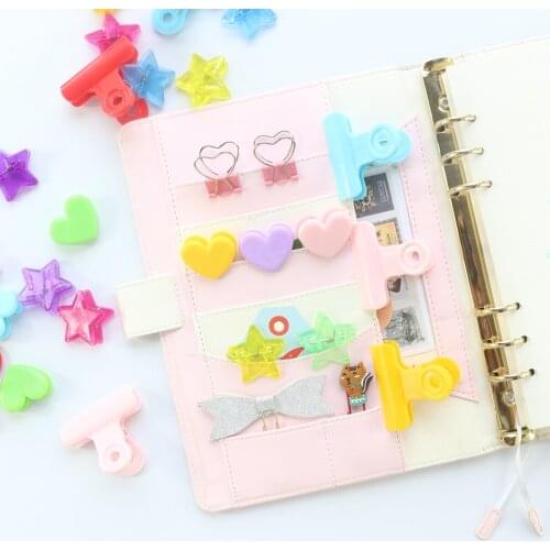 Domikee candy rainbow color office school paper clips set stationery,kawaii student memo paper clamps for kids,2pcs