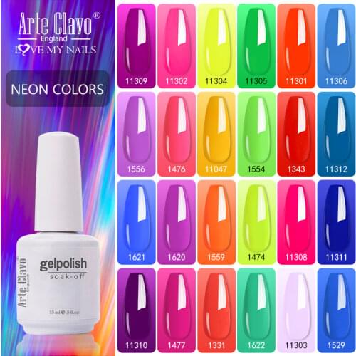 Arte Clavo Gel Nail Polish 15ml Neon Colors Semi Permanent Manicure Nail Art Gel Varnishes Hybrid Base Top Coat For Gel Polish