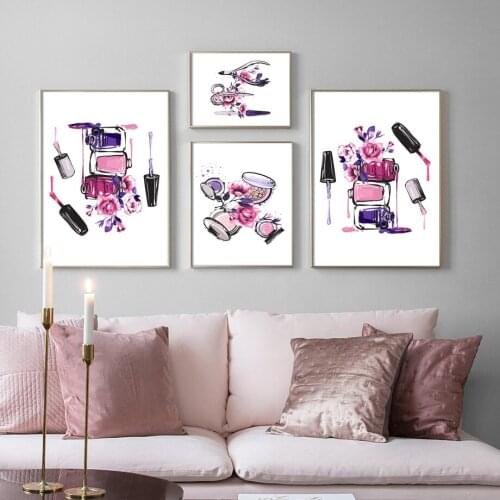 Fashion Girl Nail Wall Art Prints Beauty Salon Makeup Gallery Canvas Painting Nordic Poster Wall Pictures For Living Room Decor