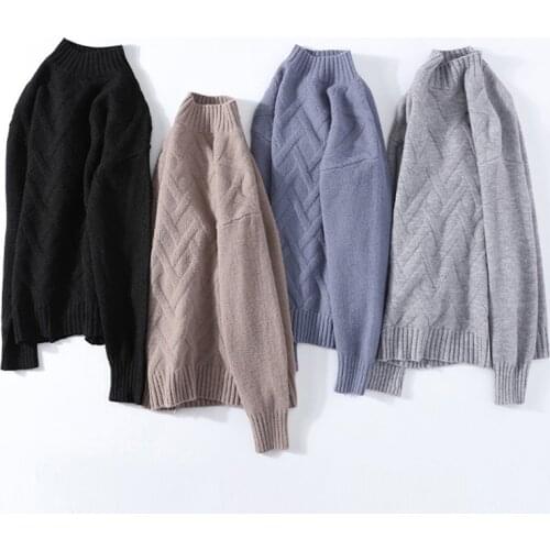 New Winter Harajuku Sweater Mens Casual Thick Round Neck Pullovers 2021 Autumn Outwear Knitwear Sweaters