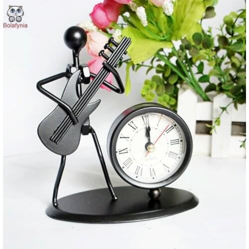 BOLAFYNIA Musical instrument craft fashion metal iron man clock model toy for Christmas birthday gift Craft decoration