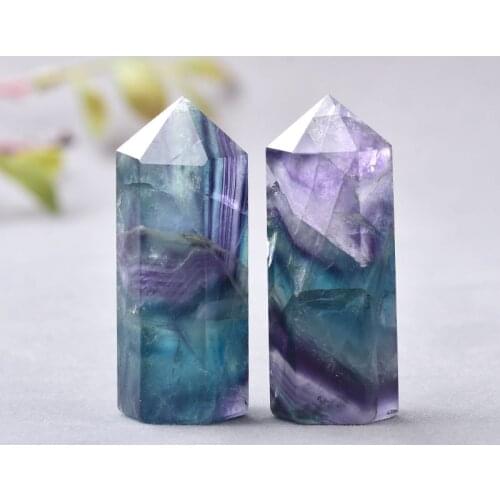 1PC Natural Fluorite Hexagonal Column Crystal Point Wand Mineral Crystal Home Decoration Stone 45-55mm Obelisk Christmas Gift