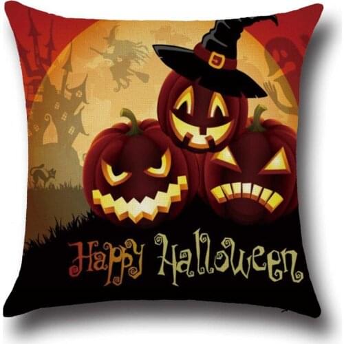 New Halloween Pumpkin Cotton Linen Home Decor Sofa Office Pillow Cover Personality Car Pillowcase Cover For Gifts