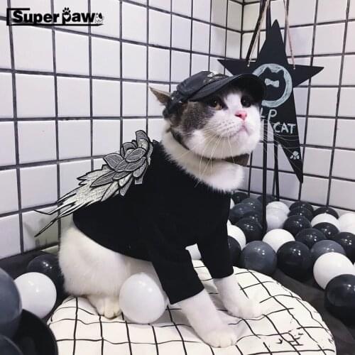 Pet Dog Cat Clothes Embroidery Wings T-shirt for Small Dogs Cosplay French Bulldog Jacket Hoodie Kitten Cats Coat Costume BNC03