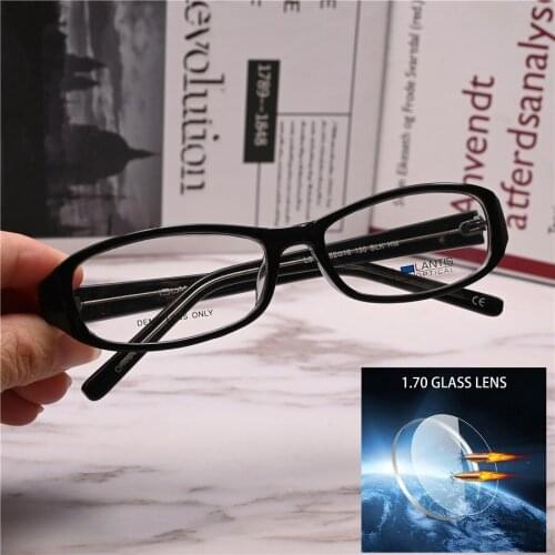 Men women eyeglasses frames with 1.70 glass lens for high cyclinder high sphere anti scratch ultra thin -1100 -1200 -1600