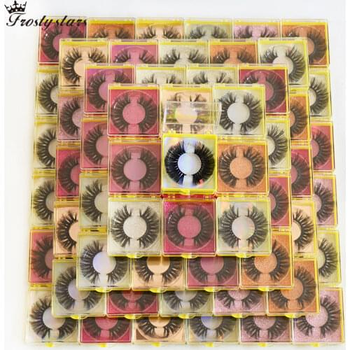 Fluffy Lashes Mink 25mm Dramatic False Eyelashes Wholesale Thick Long 5D Mink Eyelashes Cross Wispy Fake Eye Lashes Bulk