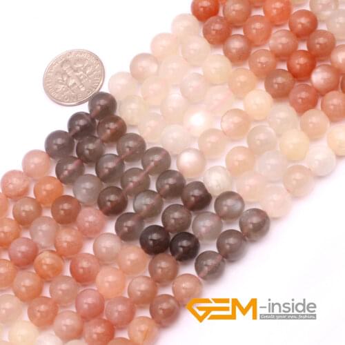 Natual Gem Stone Multi-Color Moonstone Round Beads For Necklace & Bracelet Jewelry Making Strand 15" 4mm 6mm 8mm 10mm Selectable