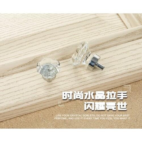 UNILOCKS Zinc alloy clear crystal sparkle glass kitchen cabinet knobs and handles dresser cupboard door knob pulls