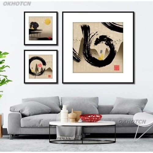 Modern Landscape Ink Canvas Painting Abstract Flowers Modular Print Poster Chinese Style Wall Art Picture Living Room Home Decor