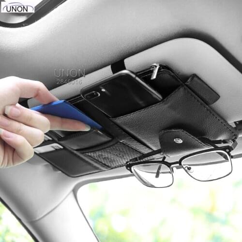 Car Interior Accessories Storage Bag Sun Visor organizer Multifunctional PU Leather Card Holder Driving License Holder Glasses