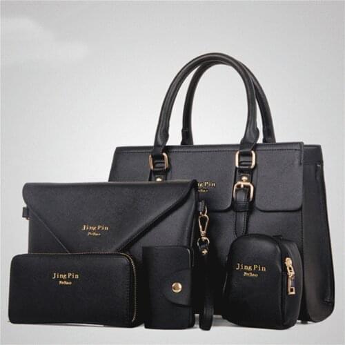 Fashion Women 5 Piece/set Handbag Purse Set Classic Messenger Bag Imitation Leather Shoulder Bag 6 Colors Ladies PU Bag