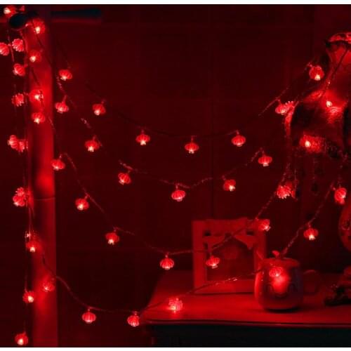 Traditional Red Lantern USB LED String Light Christmas Battery Operated Party Supplies Chinese New Year Decoration #0107