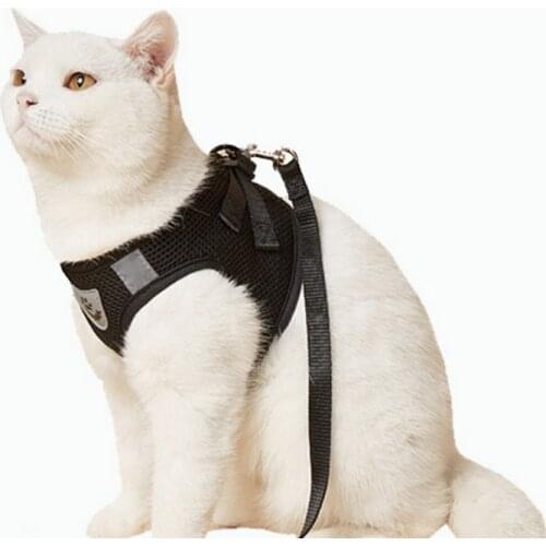 Reflective Cat Vest Harness Leash Mesh Breathable Kitten Cats Harnesses Small Dog Puppy Harness for French Bulldog