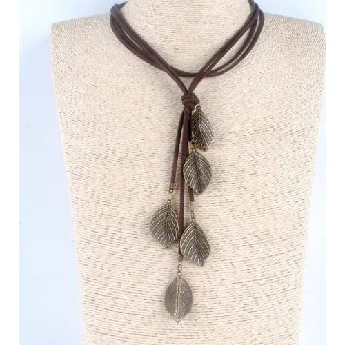 Vintage jewelry statement necklaces pendants Alloy leaf pendant collares mujer choker necklace Long Necklace