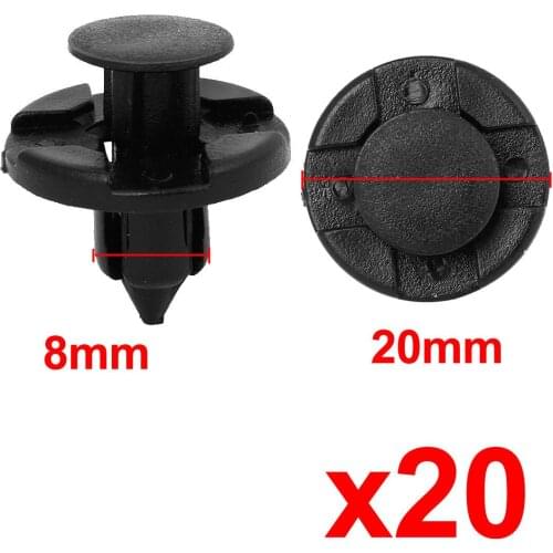 20 x 8mm Hole Rivet Fastener Mud Flap Bumper Clip For Nissan Black