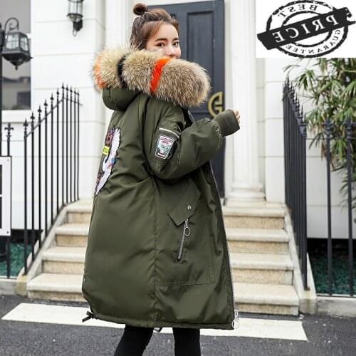 Womens Winter Jacket Ladies Thick Clothes Down Cotton Padded Warm Coats Female Long Korean Fur Hooded Top Clothing LWL22a