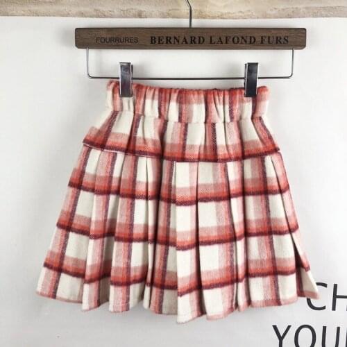 Winter New Houndstooth Girls Skirts College Style Warm Woolen Plaid Skirt for Kids Girl Pleated Skirt Princess Tutu Faldas 2-10y