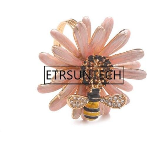 100pcs Creative Bee Flower Napkin Buckle Western Zinc Alloy Napkin Ring Hotel Restaurant Wedding Party Napkin Holder