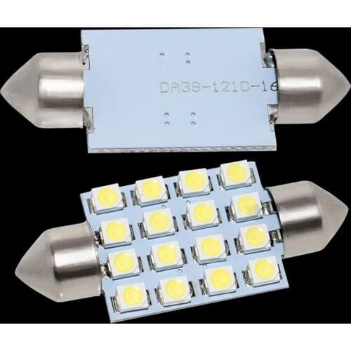 2pcs 39mm C5W C10W SV8.5 12844 Festoon 16 led 3528 smd Car Licence Plate Light Auto housing Interior Dome lamp Reading Lights 2X