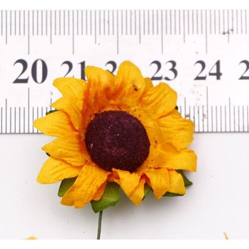 20pcs/lot Paper Artificial Sunflower Flower Bouquet Handmade For Wedding Decoration DIY Wreath Scrapbooking Craft Fake Flowers