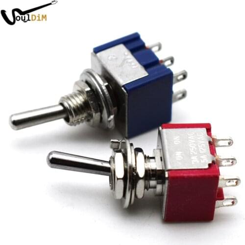 20pcs Mini 2 Way Electric Guitar Bass Toggle Switch AC 125V 6A ON/ON Red/Blue Elecric Guitar Accessories